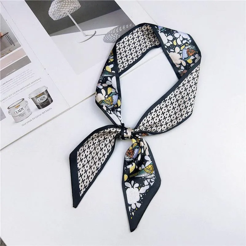 Elegant Narrow Silk-Feel Scarf - Versatile Mid-Length Design