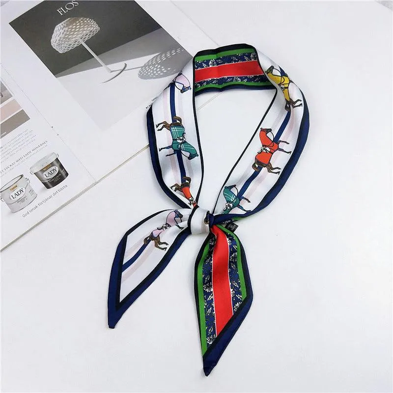 Elegant Narrow Silk-Feel Scarf - Versatile Mid-Length Design
