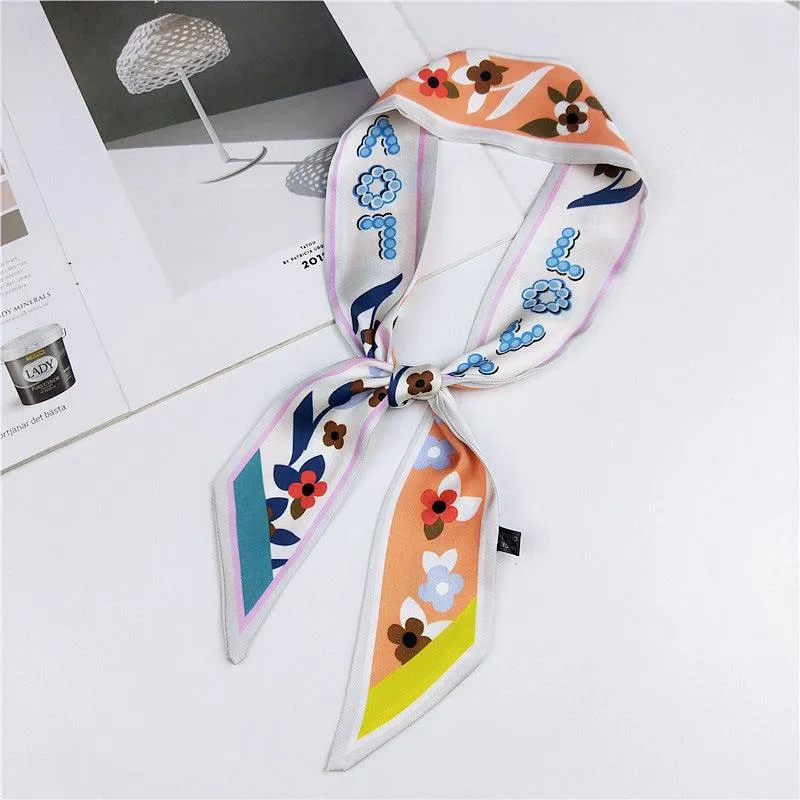 Elegant Narrow Silk-Feel Scarf - Versatile Mid-Length Design