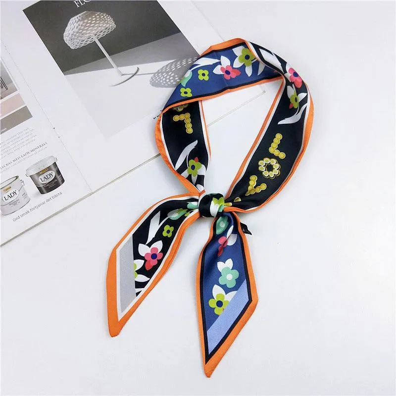Elegant Narrow Silk-Feel Scarf - Versatile Mid-Length Design