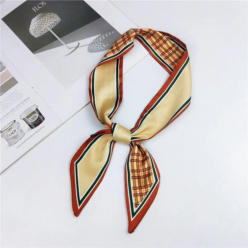 Elegant Narrow Silk-Feel Scarf - Versatile Mid-Length Design