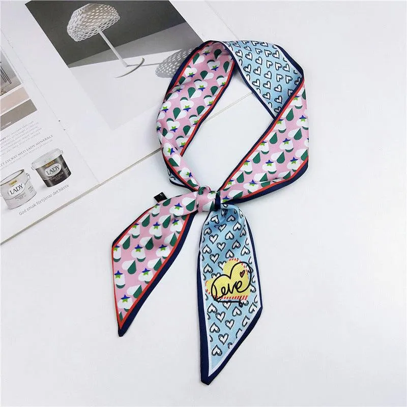 Elegant Narrow Silk-Feel Scarf - Versatile Mid-Length Design