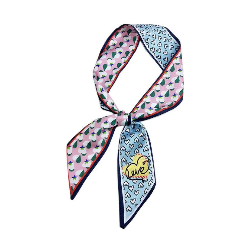 Elegant Narrow Silk-Feel Scarf - Versatile Mid-Length Design