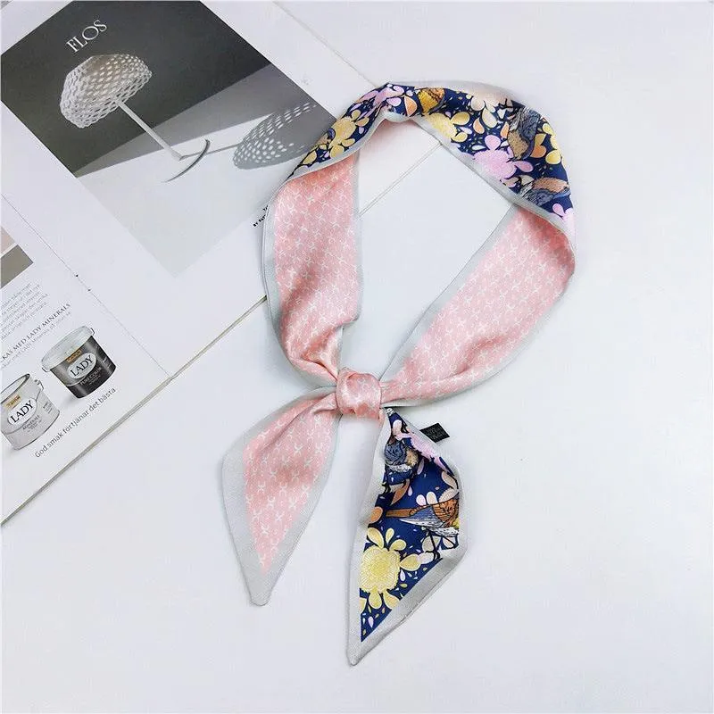 Elegant Narrow Silk-Feel Scarf - Versatile Mid-Length Design