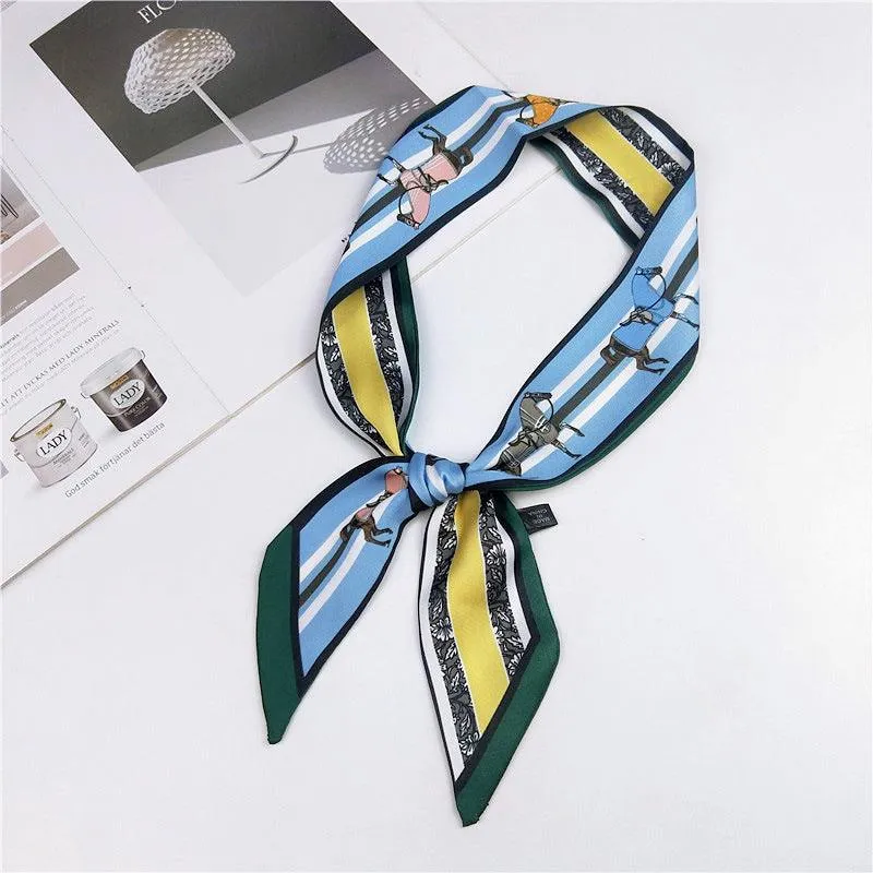 Elegant Narrow Silk-Feel Scarf - Versatile Mid-Length Design