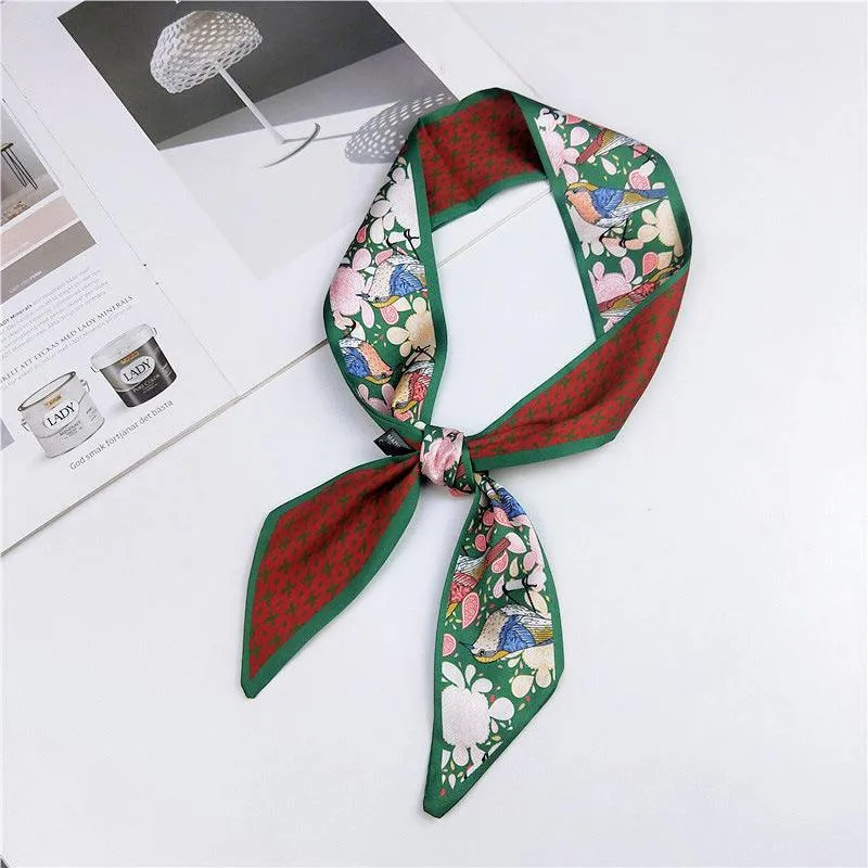 Elegant Narrow Silk-Feel Scarf - Versatile Mid-Length Design