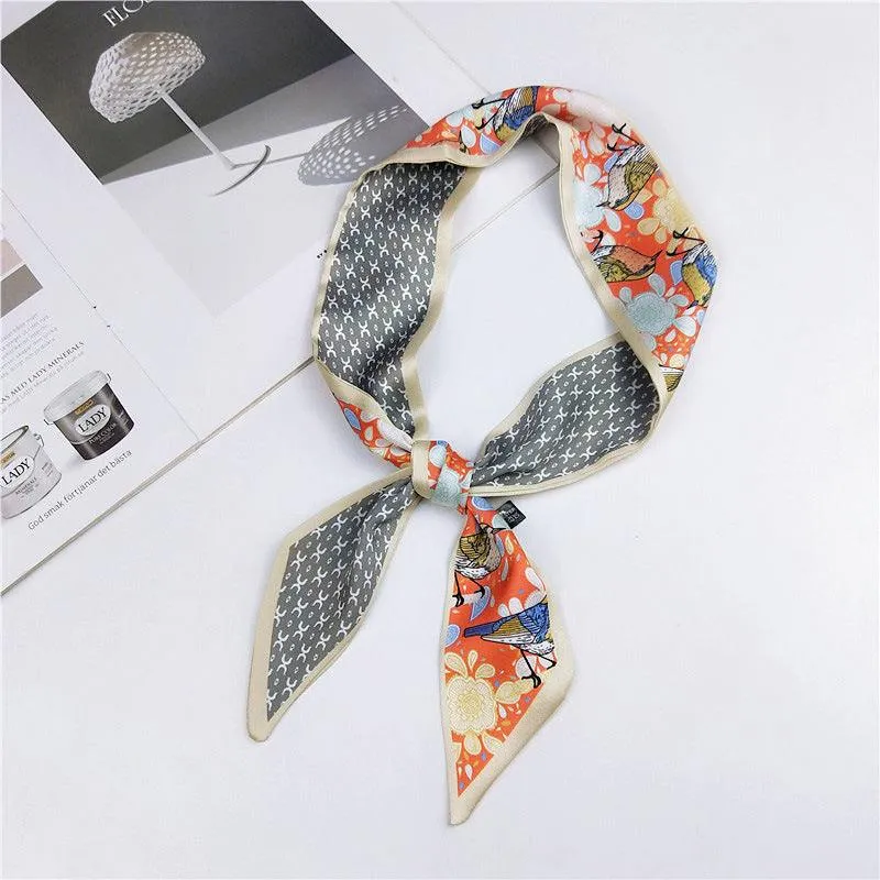 Elegant Narrow Silk-Feel Scarf - Versatile Mid-Length Design