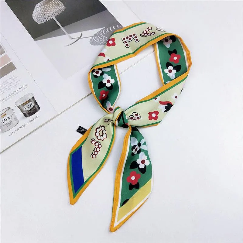 Elegant Narrow Silk-Feel Scarf - Versatile Mid-Length Design