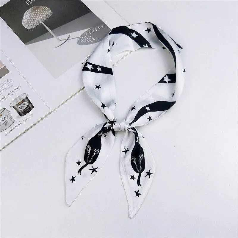 Elegant Narrow Silk-Feel Scarf - Versatile Mid-Length Design