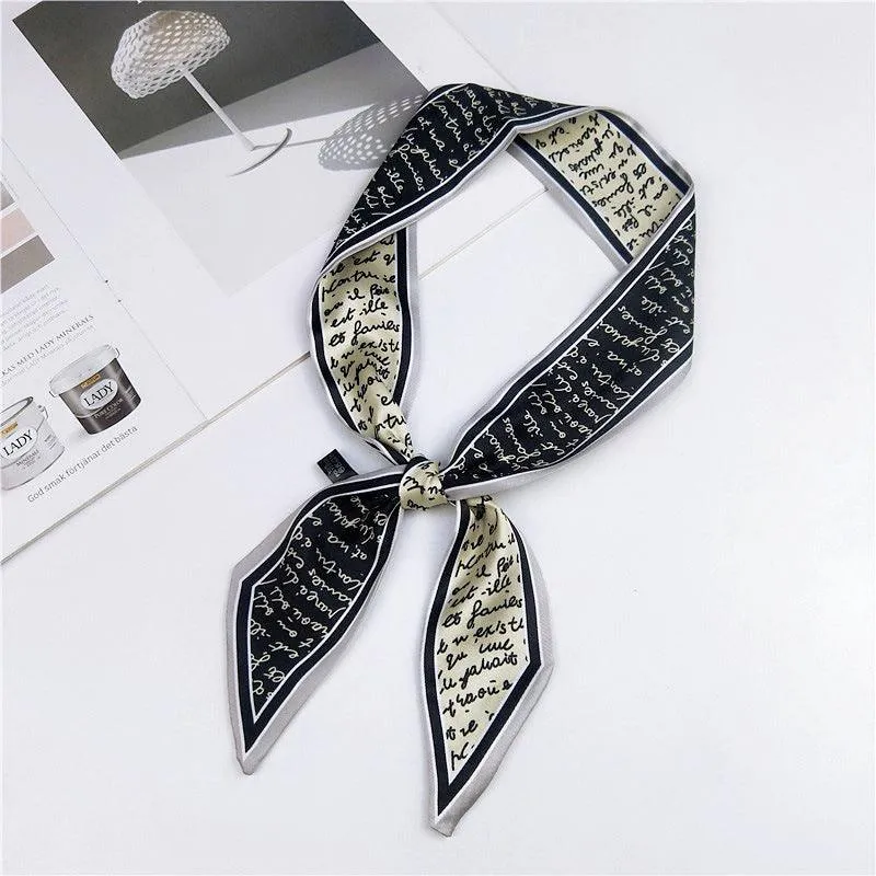 Elegant Narrow Silk-Feel Scarf - Versatile Mid-Length Design