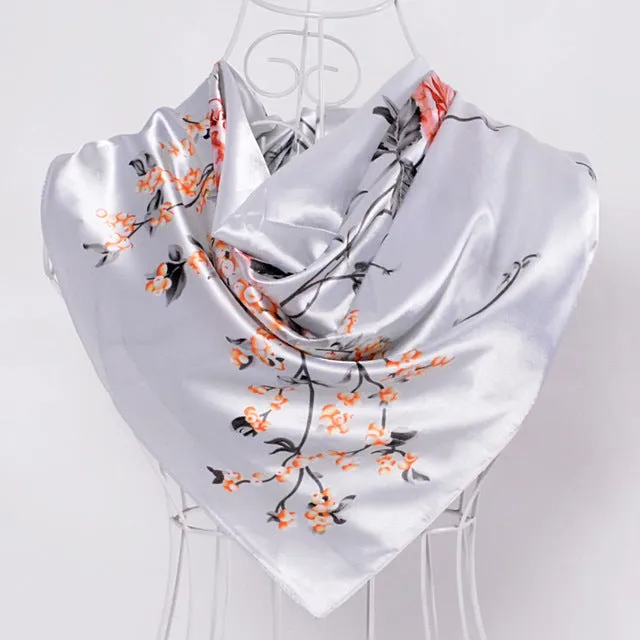 Elegant Silk Chinese Roses Scarves