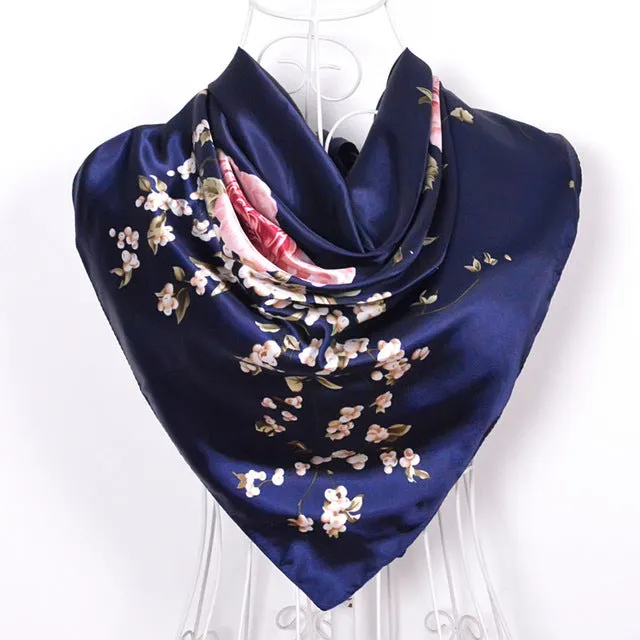 Elegant Silk Chinese Roses Scarves