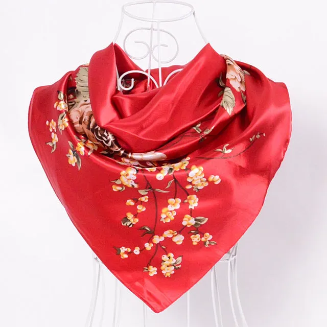 Elegant Silk Chinese Roses Scarves