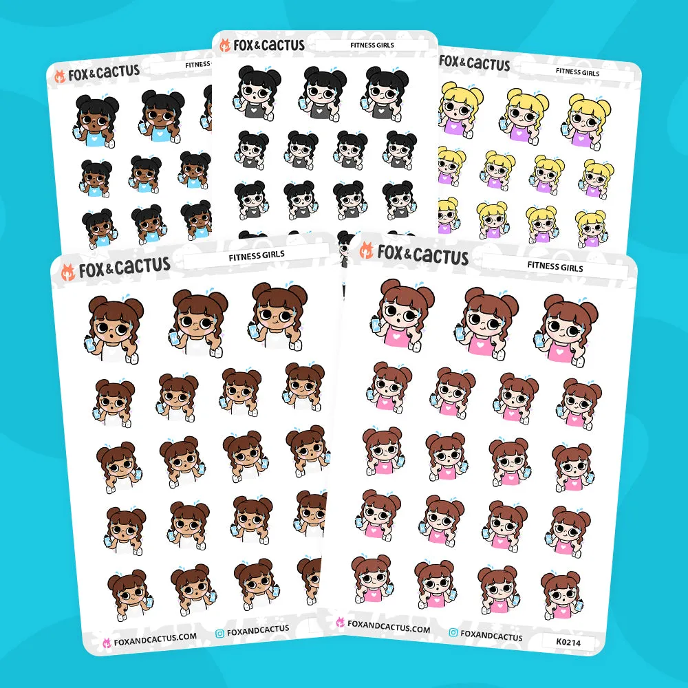 Fitness Kawaii Girl Stickers