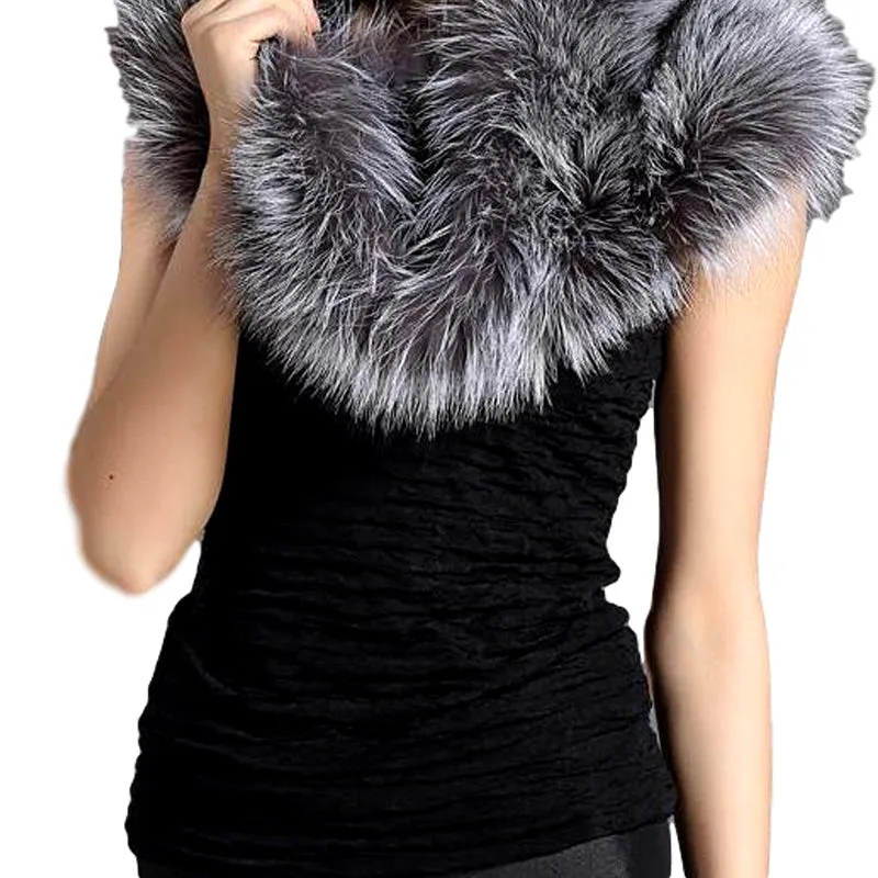 Genuine Fox Fur Elegant Shawl