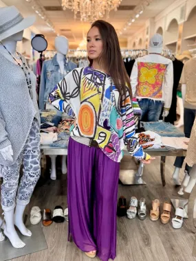 Iris Eye Print Soft Knit Sweater
