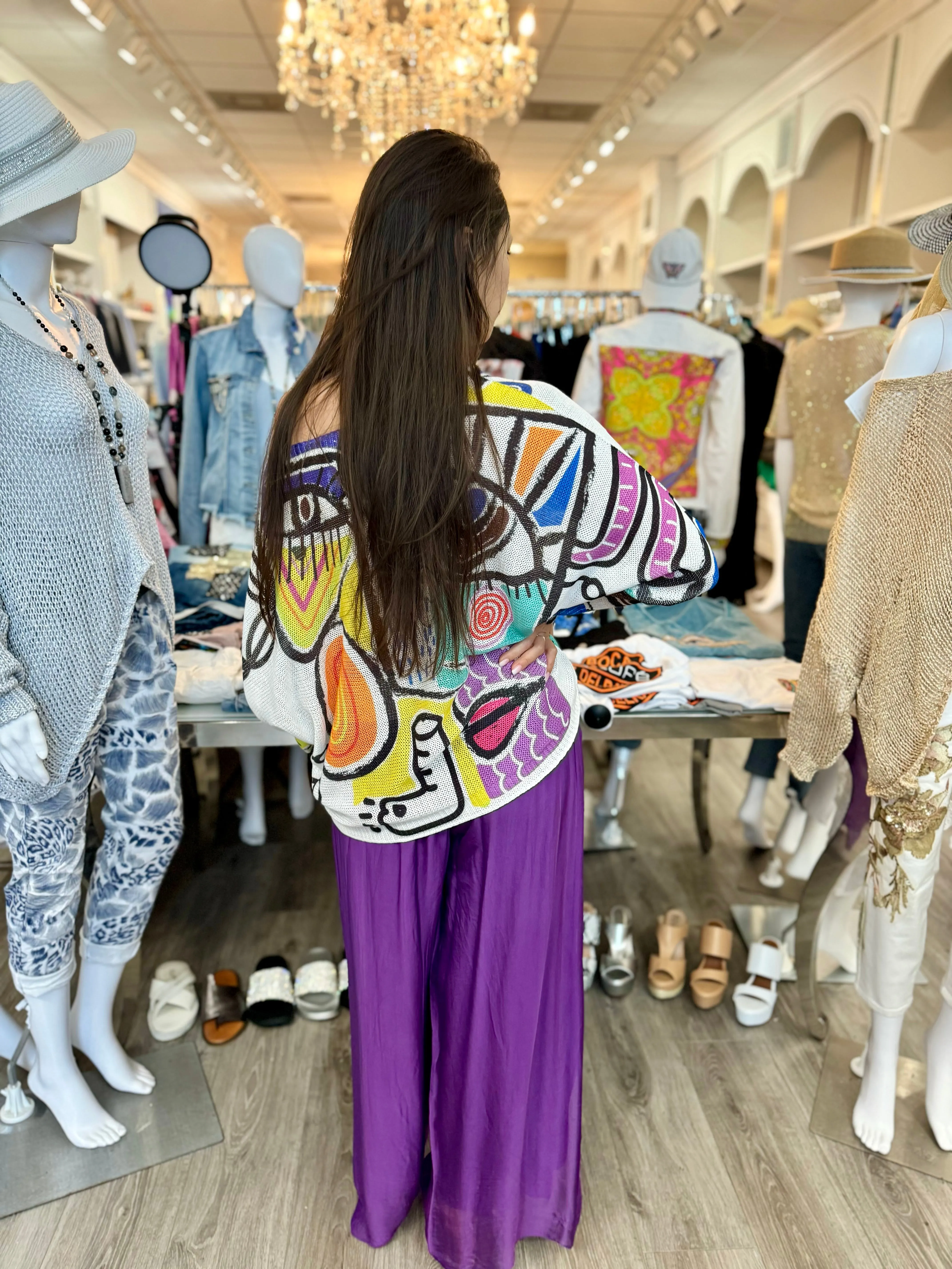 Iris Eye Print Soft Knit Sweater