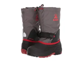 Kamik Kids' Waterbug5 Charcoal Red Rounded Toe Waterproof Pull On Snow Boots