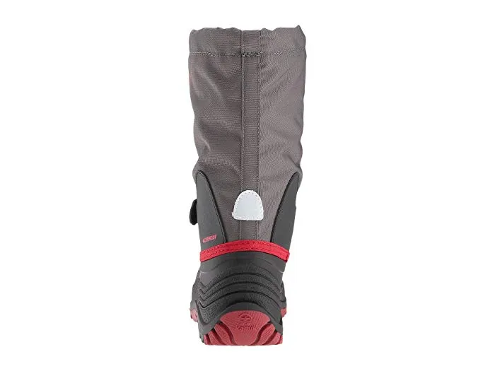 Kamik Kids' Waterbug5 Charcoal Red Rounded Toe Waterproof Pull On Snow Boots
