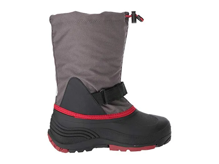 Kamik Kids' Waterbug5 Charcoal Red Rounded Toe Waterproof Pull On Snow Boots