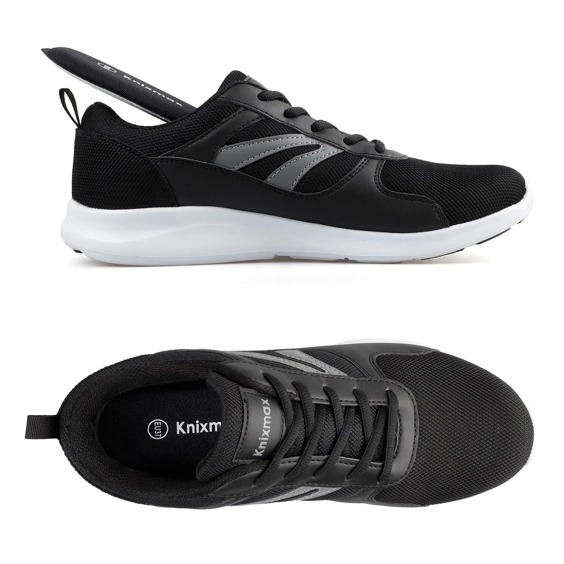 Knixmax Men's Memory Foam Insoles, Black, for Athletic Shoes & Sneakers