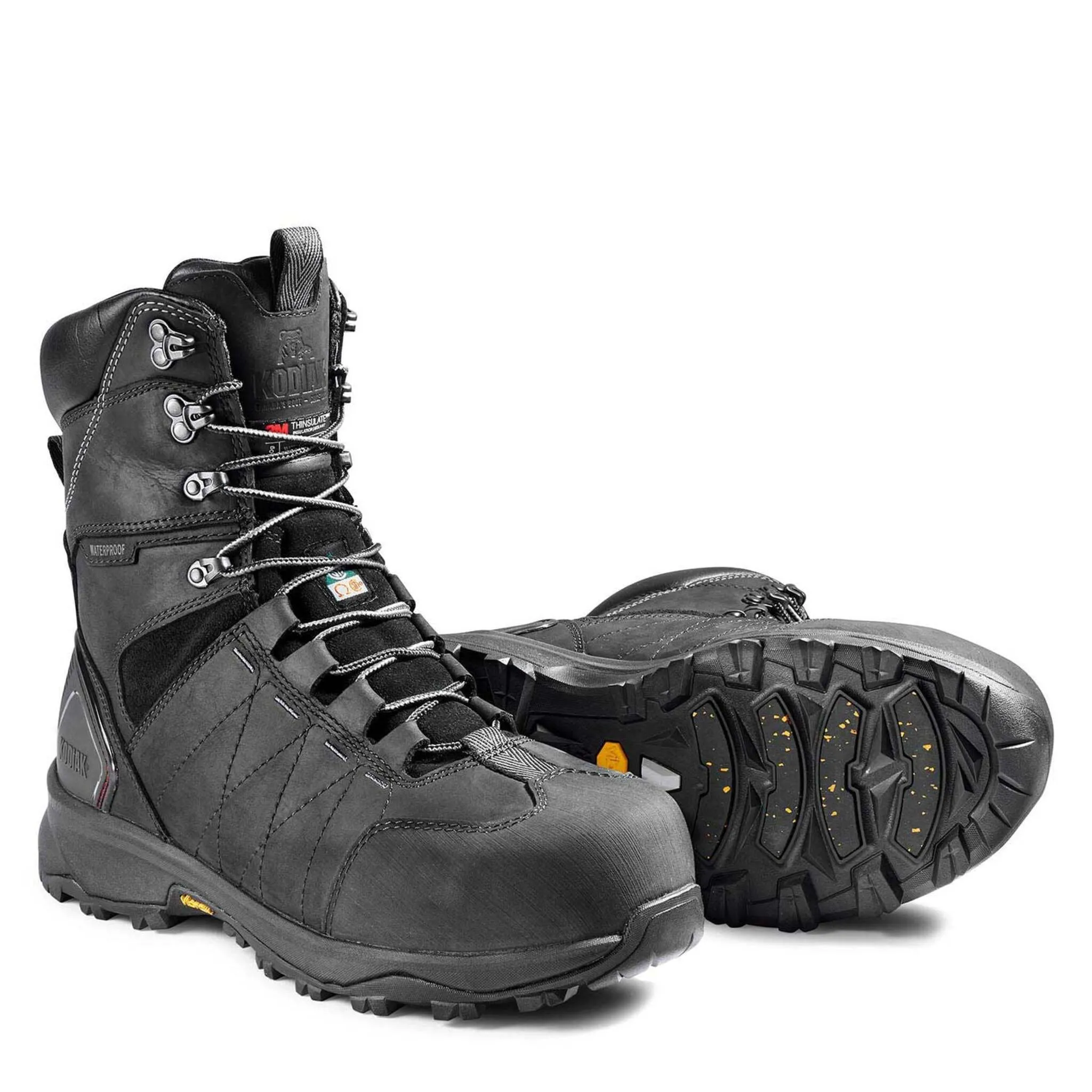 Kodiak Men's Ice Conqueror 8" Winter Safety Work Boot, Waterproof Leather, Vibram® Arctic Grip, Composite Toe & Plate, Insulated to -40°C | Sizes 7-14