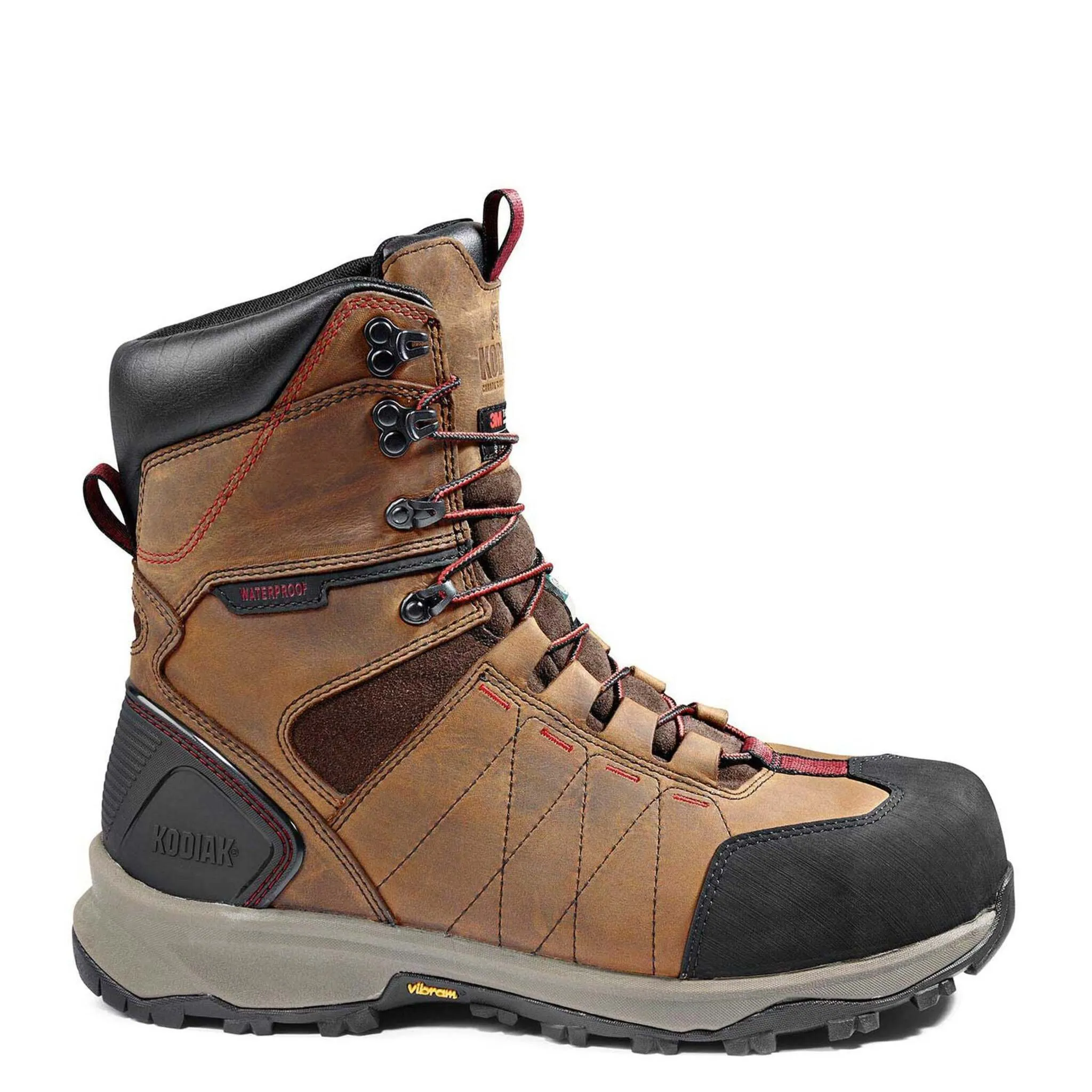 Kodiak Men's Ice Conqueror 8" Winter Safety Work Boot, Waterproof Leather, Vibram® Arctic Grip, Composite Toe & Plate, Insulated to -40°C | Sizes 7-14