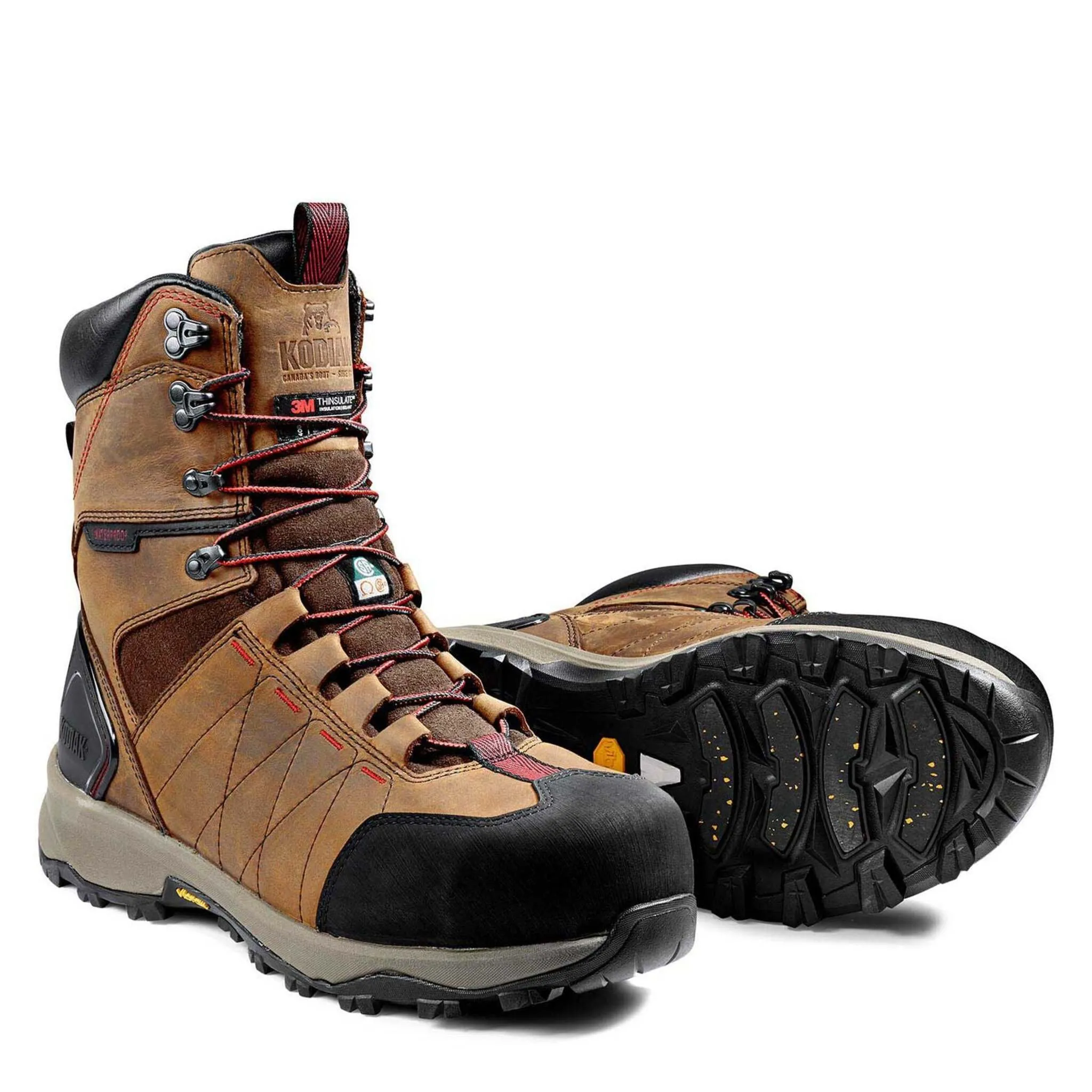 Kodiak Men's Ice Conqueror 8" Winter Safety Work Boot, Waterproof Leather, Vibram® Arctic Grip, Composite Toe & Plate, Insulated to -40°C | Sizes 7-14