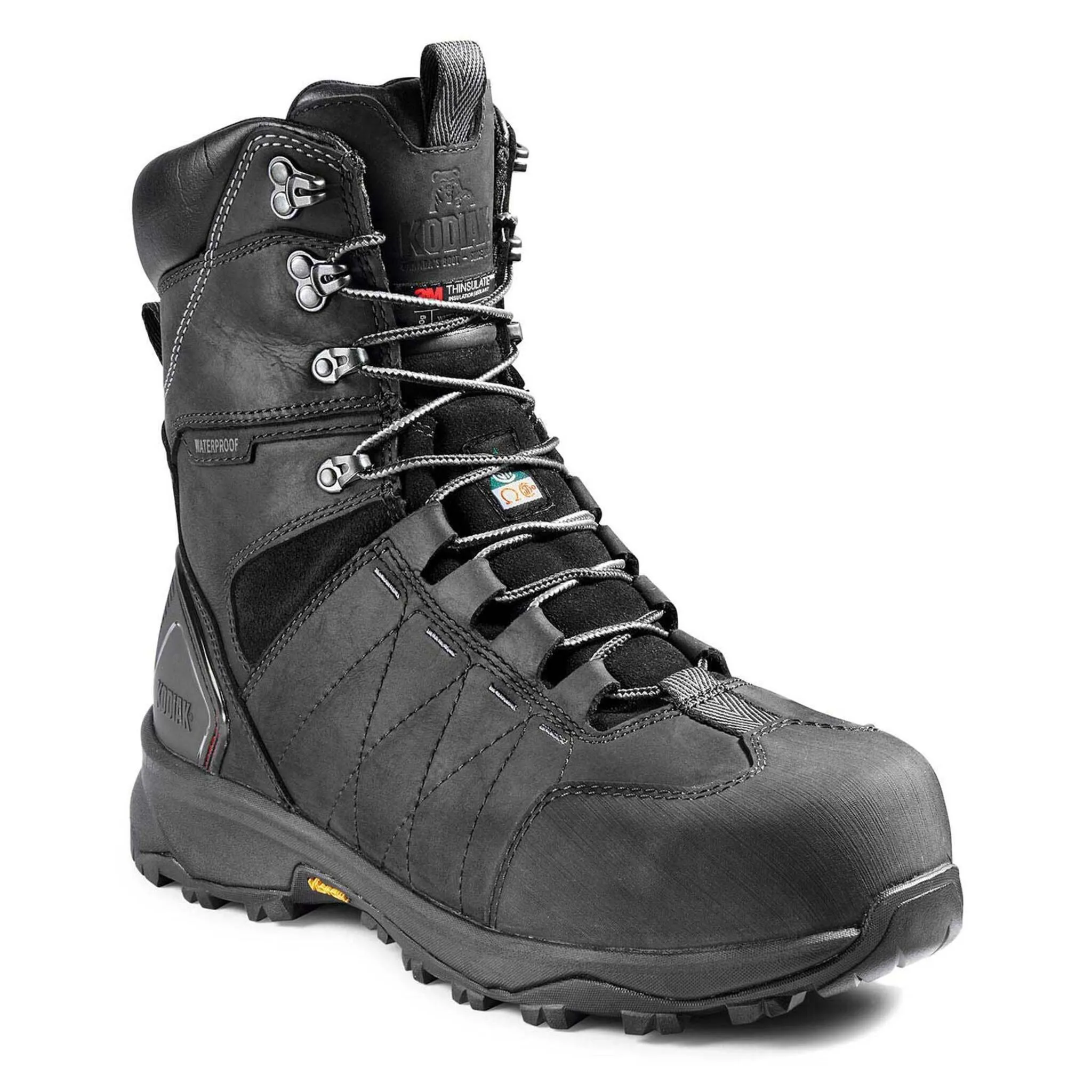 Kodiak Men's Ice Conqueror 8" Winter Safety Work Boot, Waterproof Leather, Vibram® Arctic Grip, Composite Toe & Plate, Insulated to -40°C | Sizes 7-14