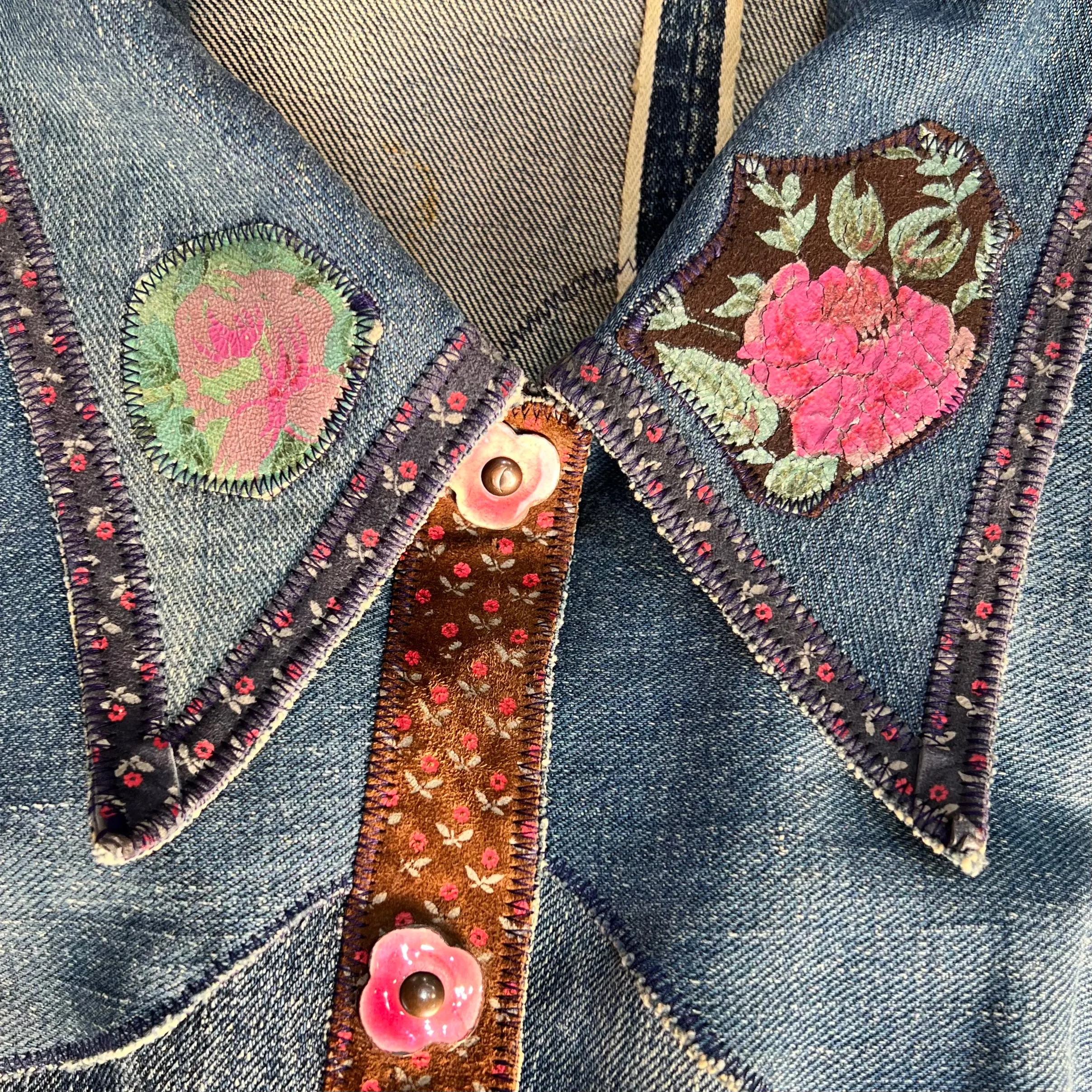 LIMBO 1970's RARE Denim Patchwork Jacket, Button Up Shirt, or Mini Dress