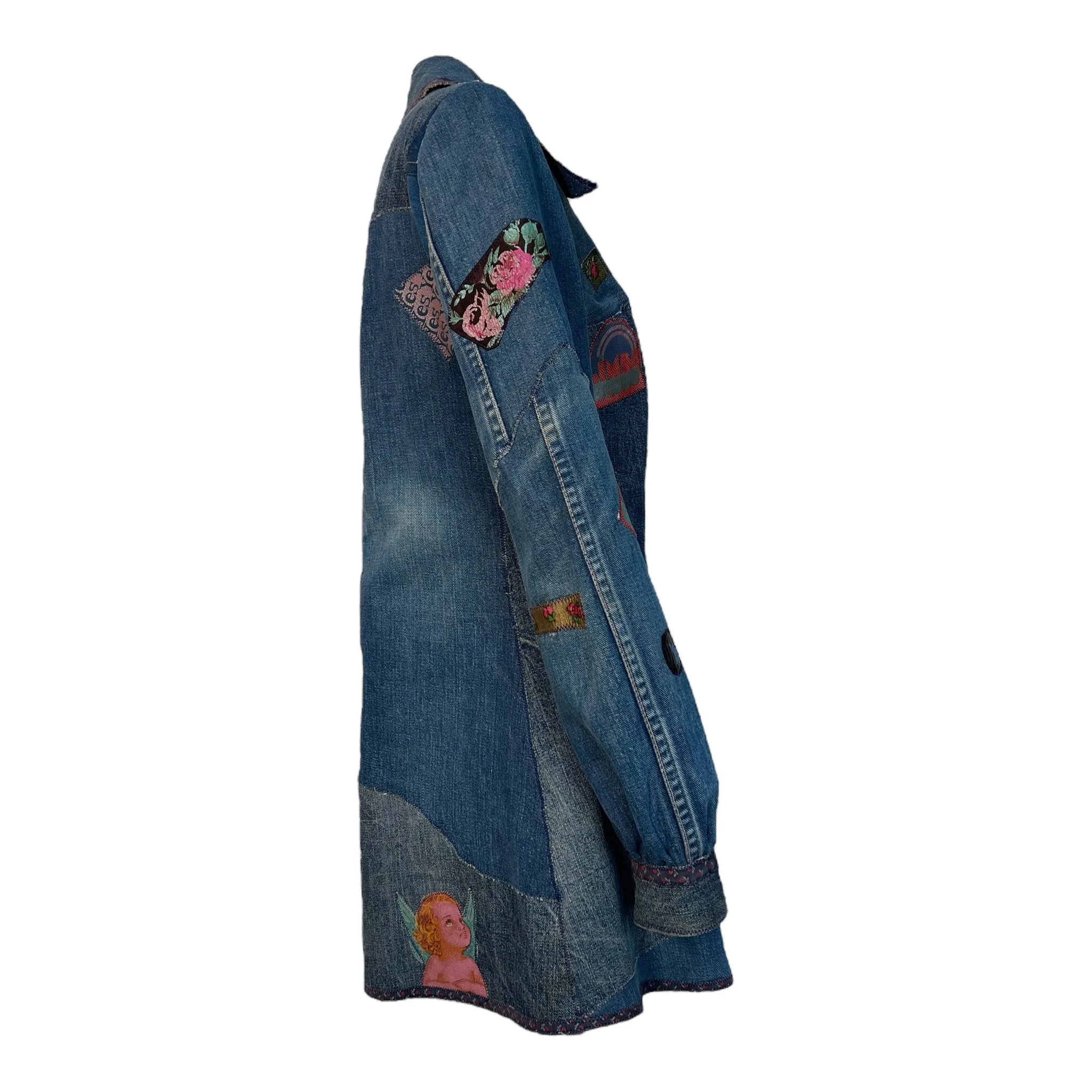 LIMBO 1970's RARE Denim Patchwork Jacket, Button Up Shirt, or Mini Dress