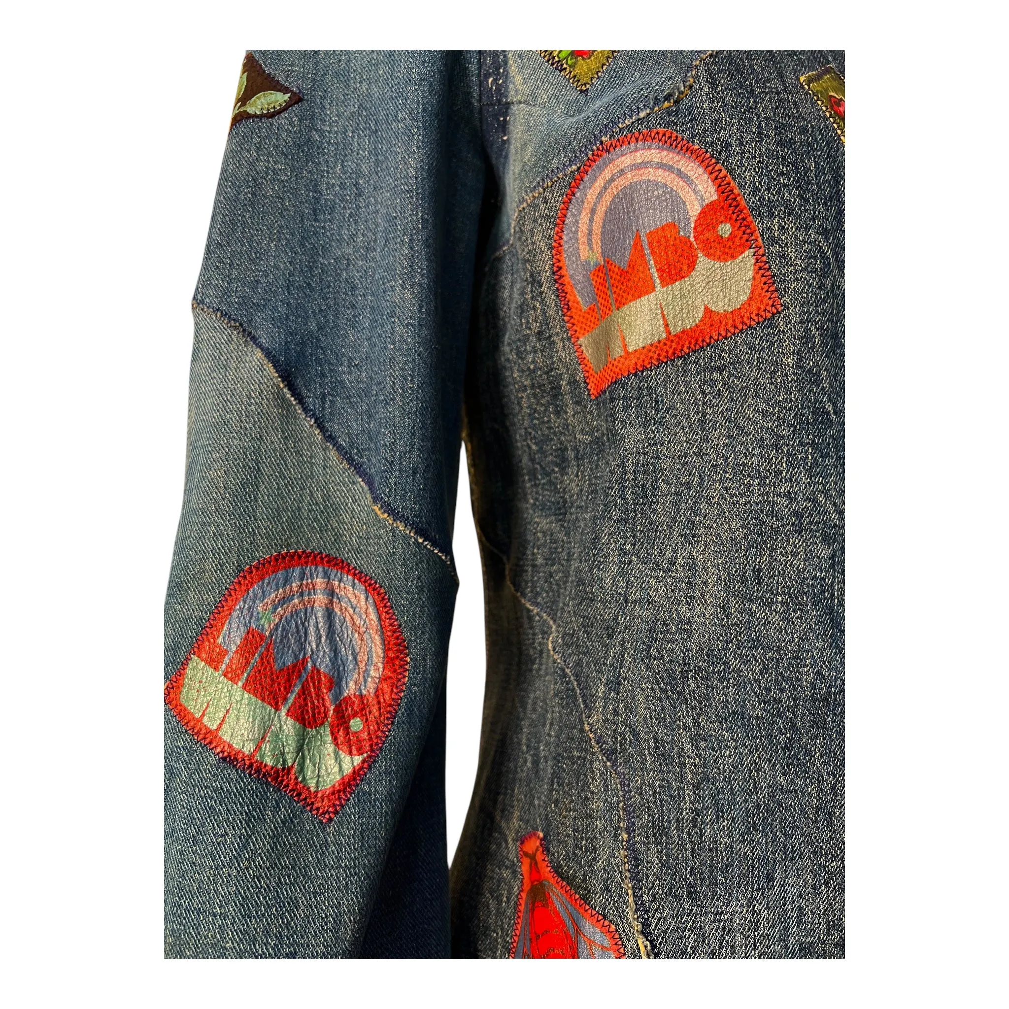 LIMBO 1970's RARE Denim Patchwork Jacket, Button Up Shirt, or Mini Dress