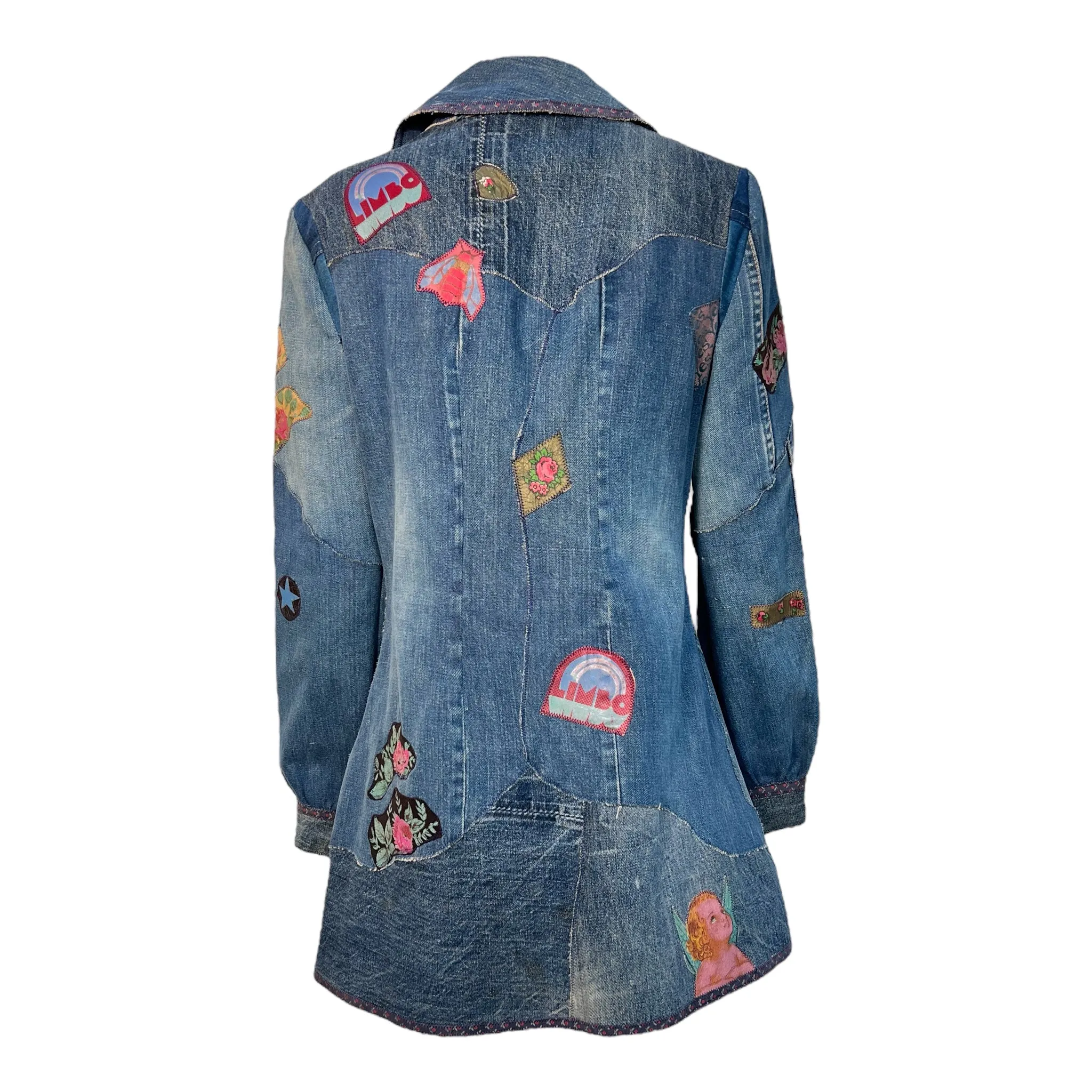 LIMBO 1970's RARE Denim Patchwork Jacket, Button Up Shirt, or Mini Dress