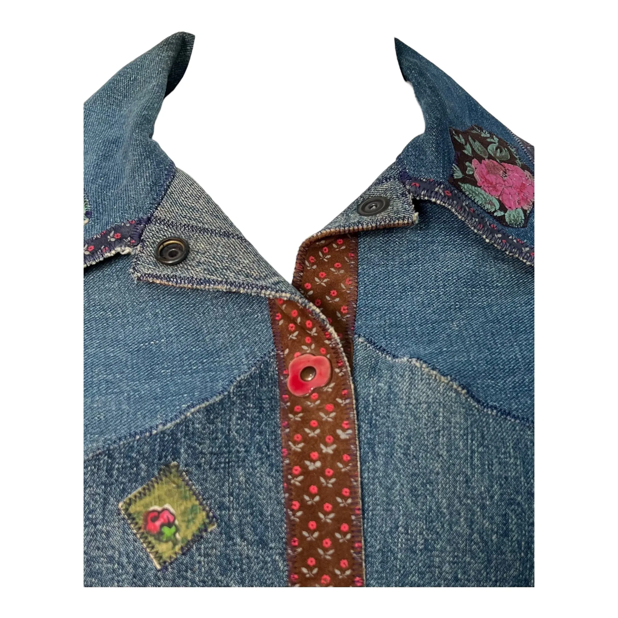 LIMBO 1970's RARE Denim Patchwork Jacket, Button Up Shirt, or Mini Dress