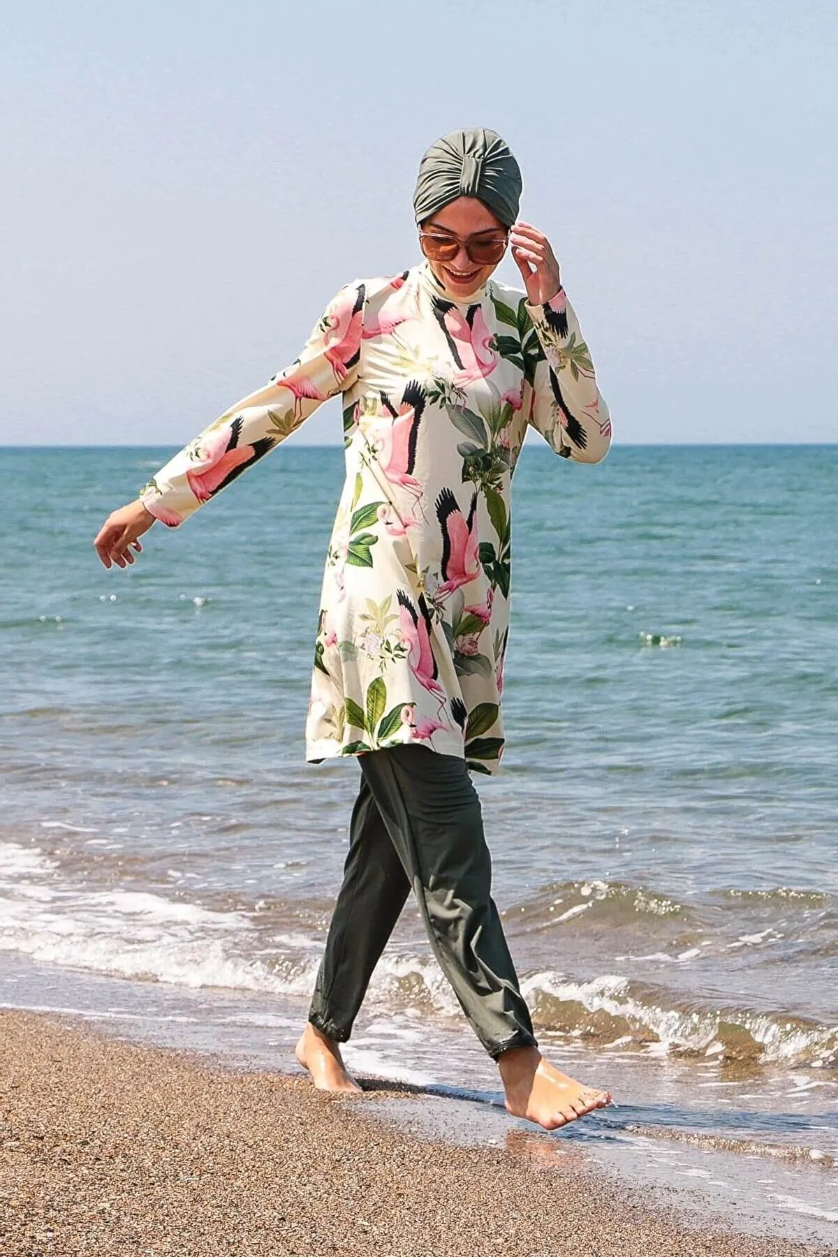 Lycra Khaki Burkini Modest Swimwear 1966
