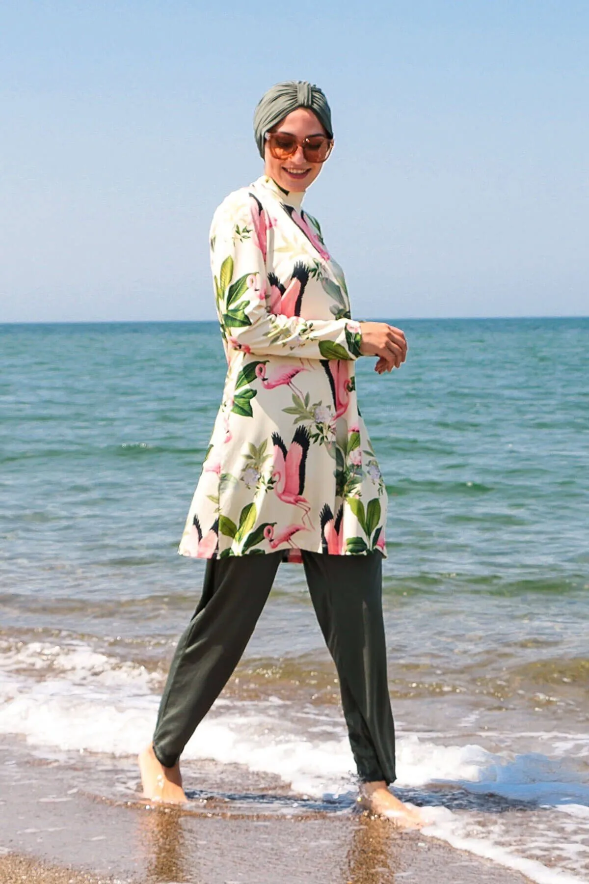 Lycra Khaki Burkini Modest Swimwear 1966
