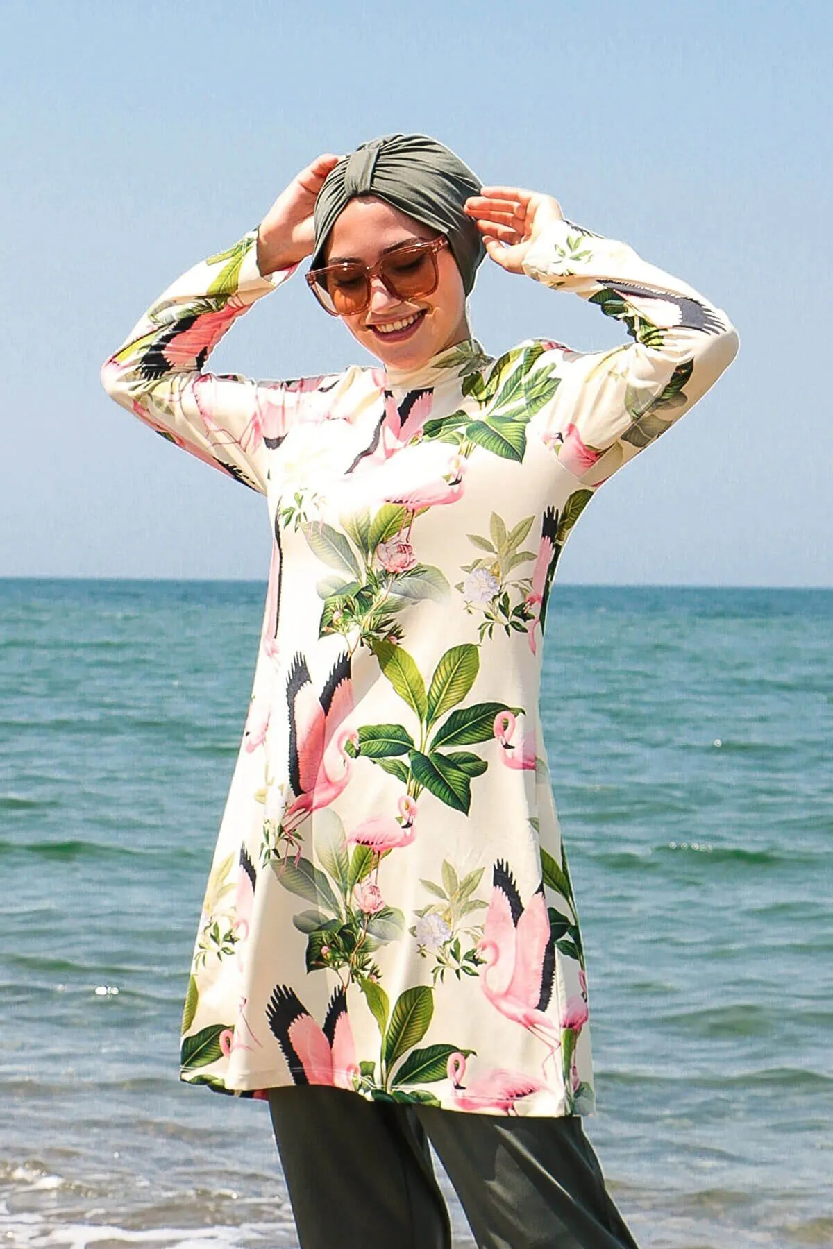 Lycra Khaki Burkini Modest Swimwear 1966