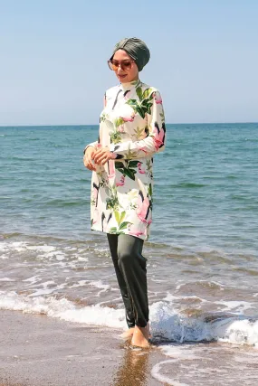 Lycra Khaki Burkini Modest Swimwear 1966