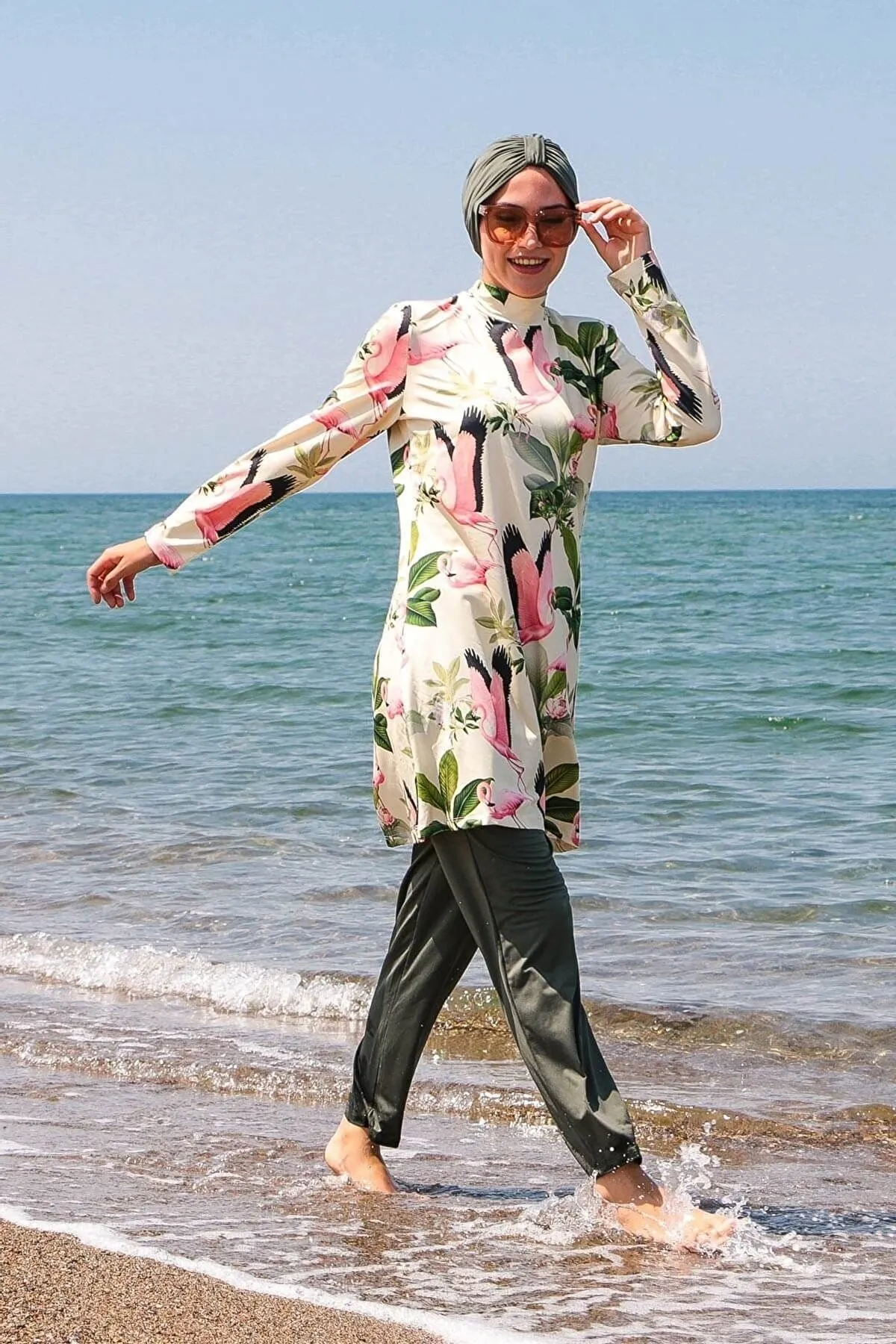 Lycra Khaki Burkini Modest Swimwear 1966