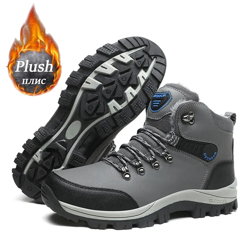 Men's Waterproof Leather Winter Snow Boots