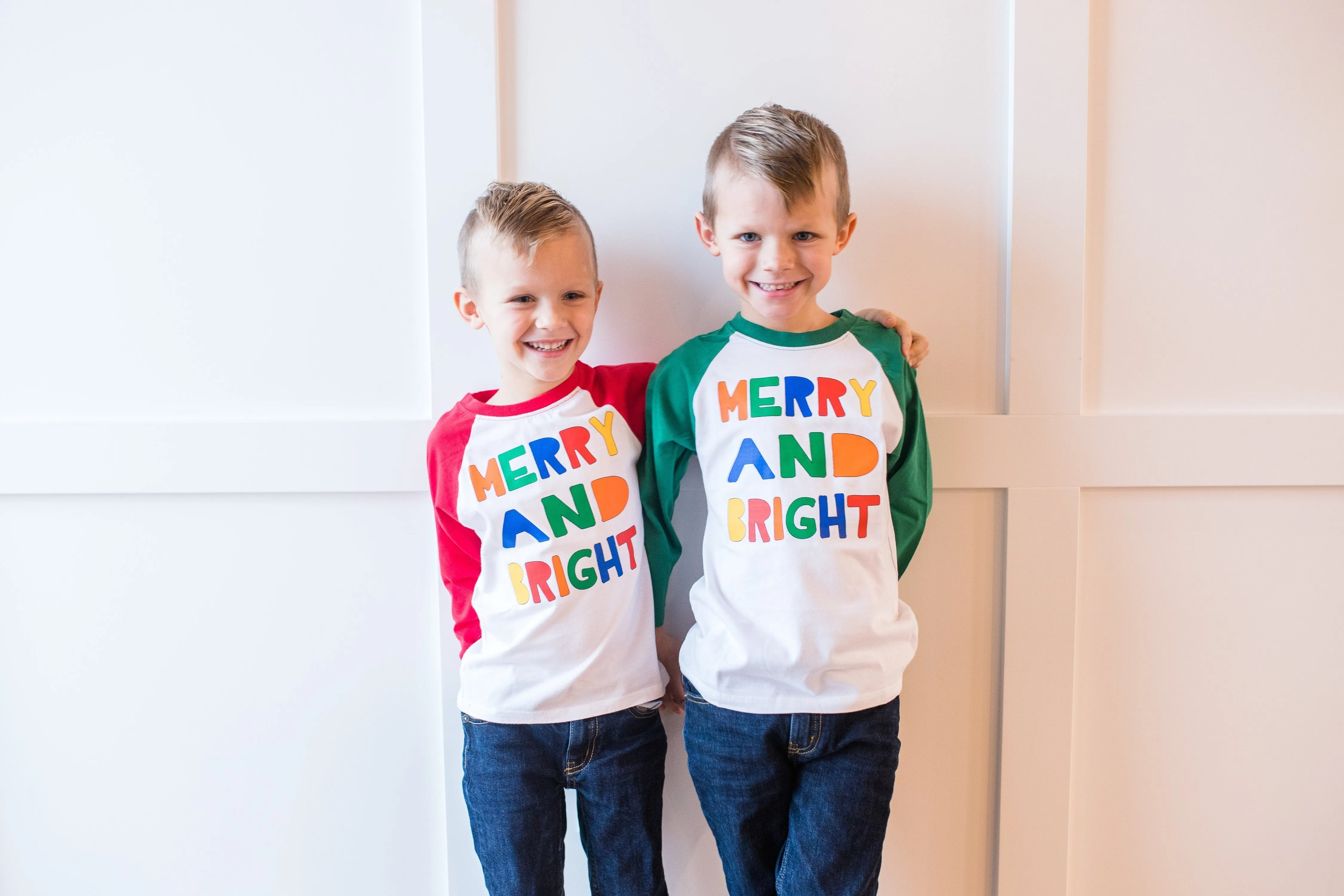 Merry & Bright | GREEN Raglan | Onesie or Tee