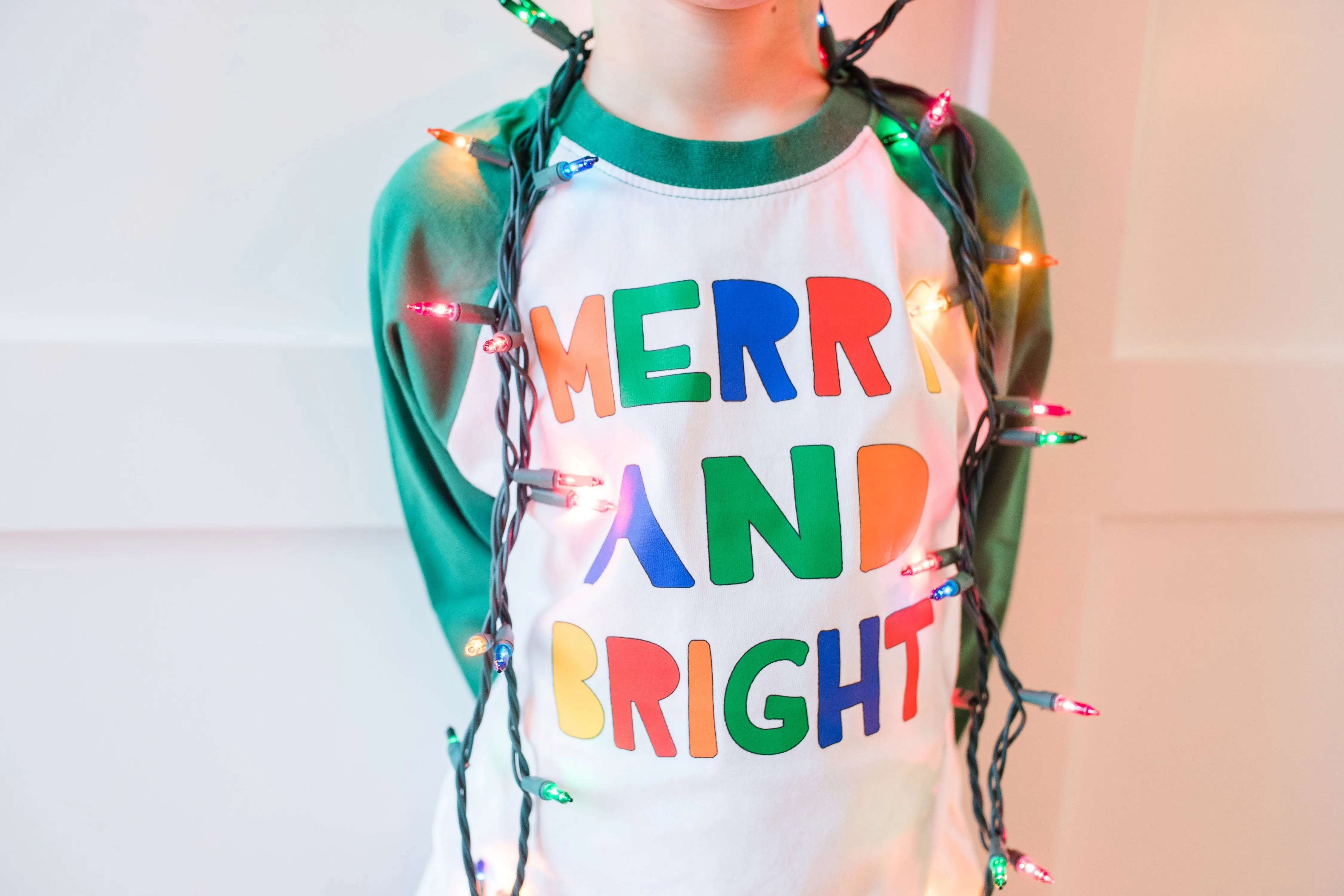Merry & Bright | GREEN Raglan | Onesie or Tee