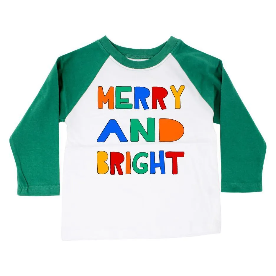 Merry & Bright | GREEN Raglan | Onesie or Tee