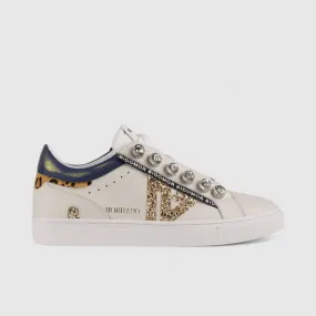 Morbido Ladies Leather Statement Sneakers White BIL009