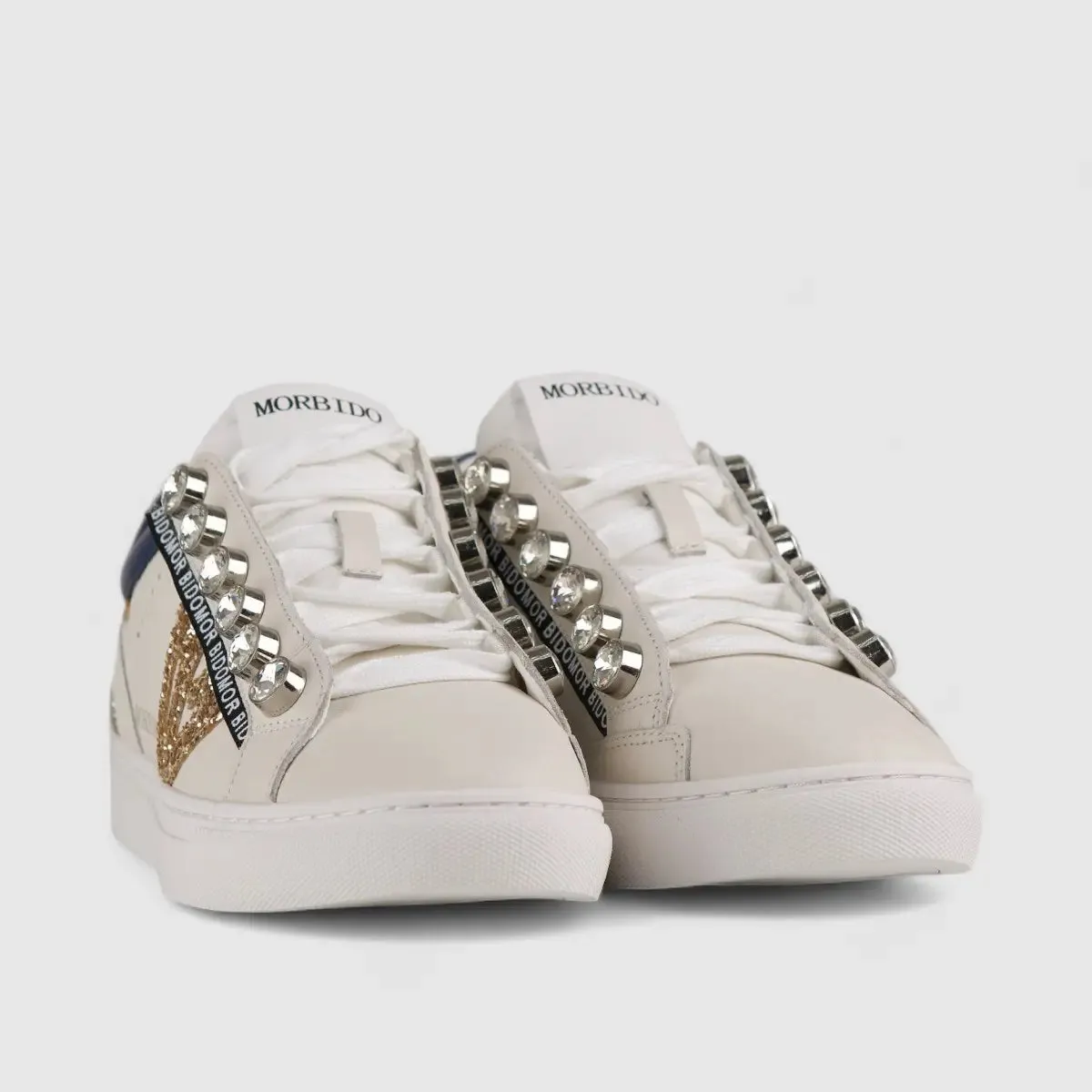 Morbido Ladies Leather Statement Sneakers White BIL009