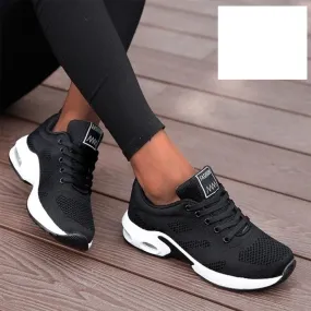 NEW Size 9 Musabela Women's Orthopedic Sports Shoes, Lightweight, Fashionable and Comfortable Sports Shoes, Casual Walking Air Cushion Shoes, Mesh Breathable Knitted Air Cushion Shoes, Black!