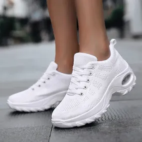 New Womens Air Cushion Sneakers Comfortable Thick Bottom Sports Shoes Casual Walking Shoes White Sz 8.5