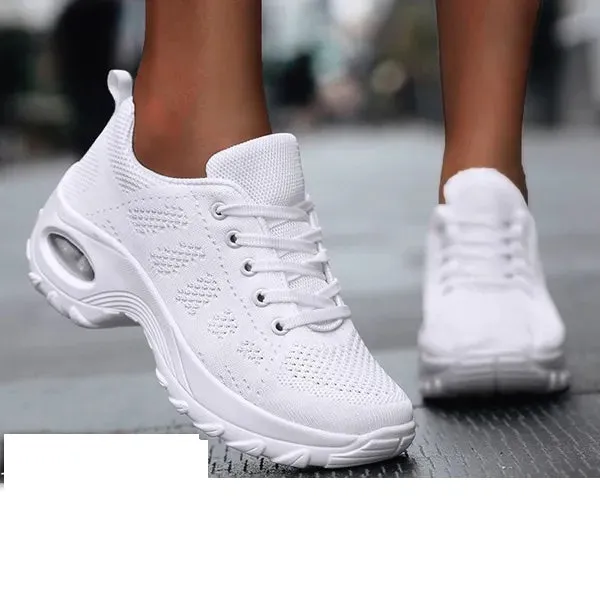 New Womens Air Cushion Sneakers Comfortable Thick Bottom Sports Shoes Casual Walking Shoes White Sz 8.5