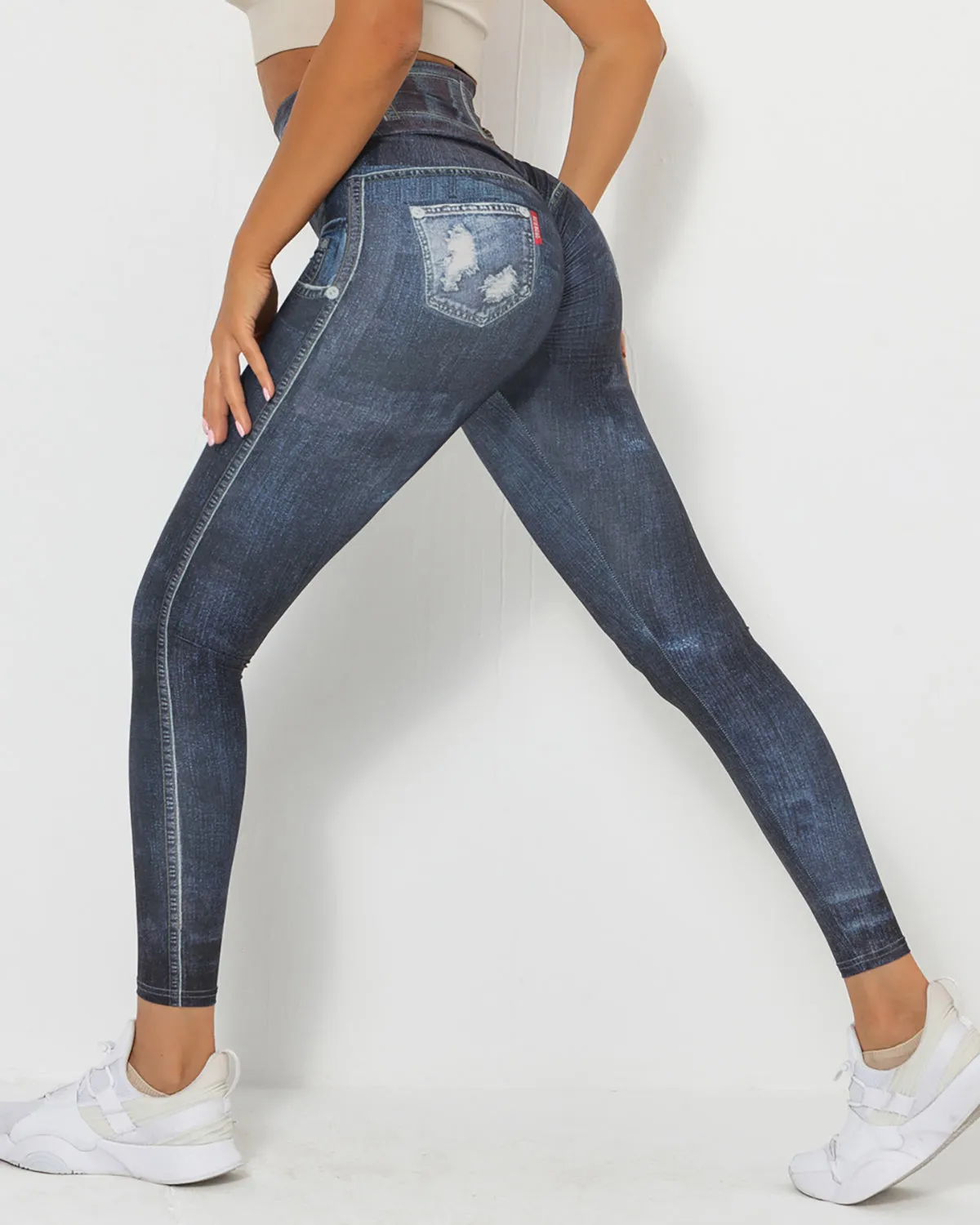 Normani Faux Denim Scrunch Leggings - Navy Drawers
