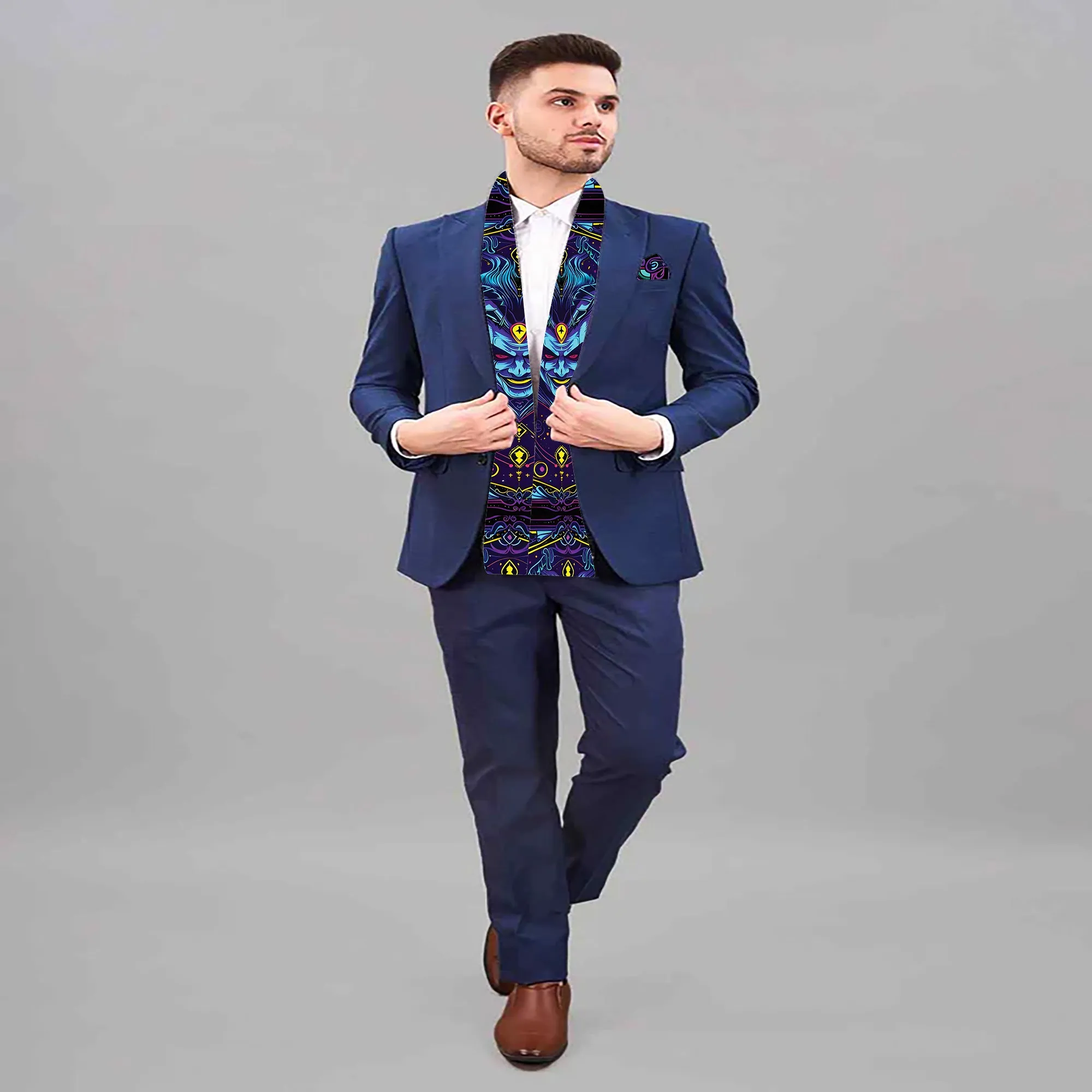 PAKISTAN BRAND SCARF AND POCKET SQUARE SET -  VIBRANT JOKER